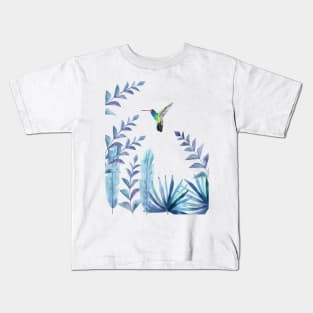 Hummingbird with tropical foliage Kids T-Shirt